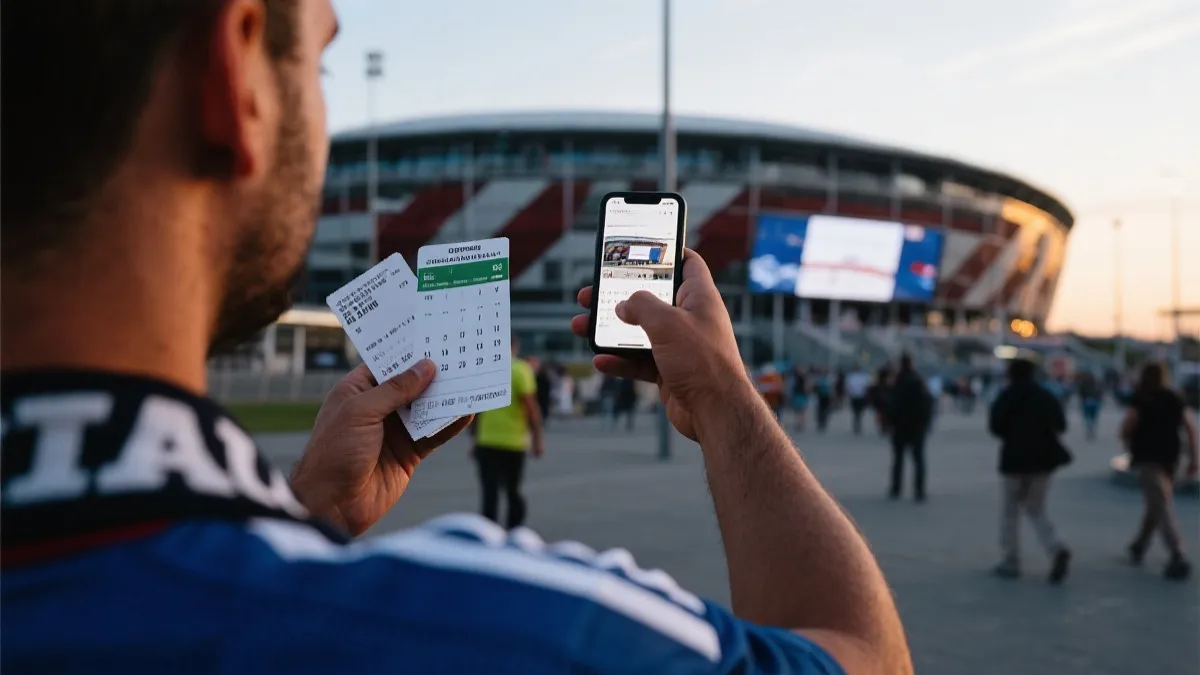 球迷在城市公共交通与球场之间规划路线的场景